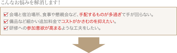 こんな悩みを解消します！「手配するものが多すぎる、コストがかさむ、参加意欲を高めたい」